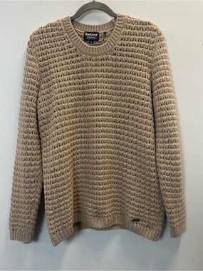 Barbour Beige Textured Crewneck Sweater UK16 US12